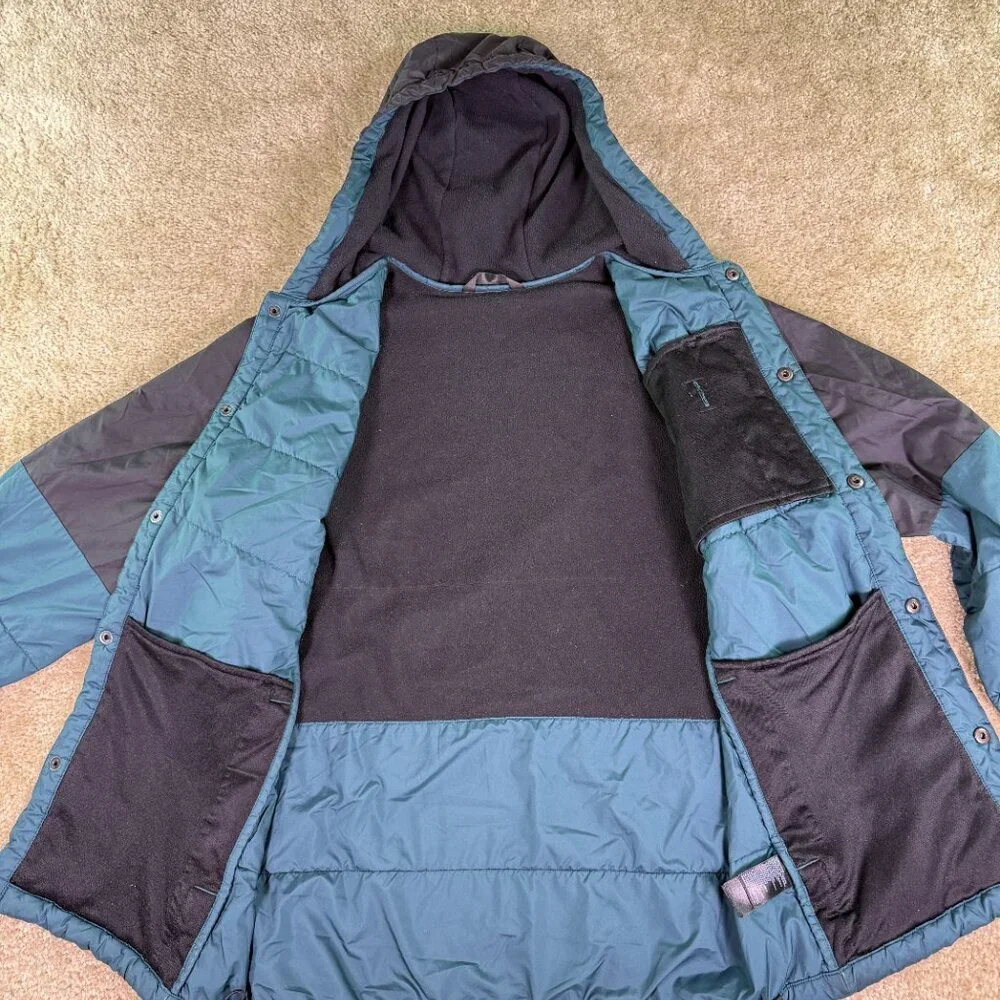 The North Face Jacket Mens Sz Small Blue Black Colorblock Hooded Zip Lightweight